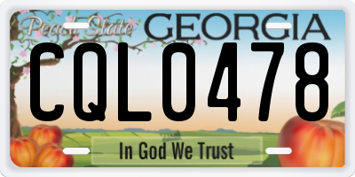 GA license plate CQL0478