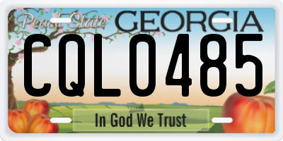 GA license plate CQL0485