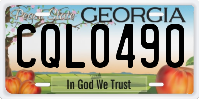GA license plate CQL0490
