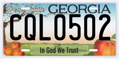 GA license plate CQL0502