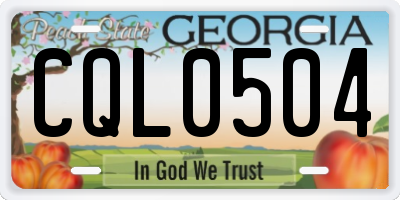GA license plate CQL0504