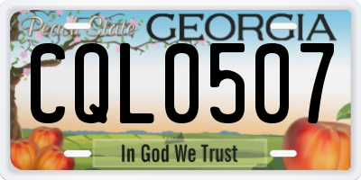 GA license plate CQL0507