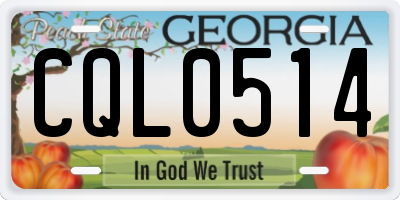 GA license plate CQL0514