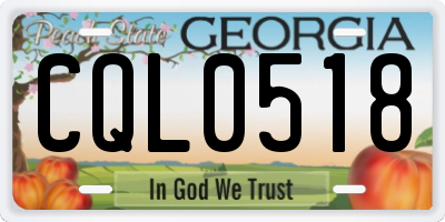 GA license plate CQL0518