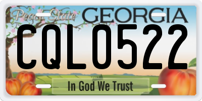 GA license plate CQL0522