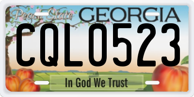 GA license plate CQL0523