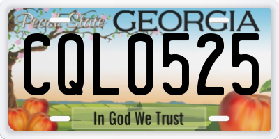 GA license plate CQL0525