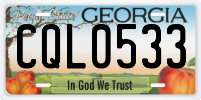 GA license plate CQL0533