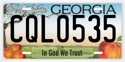 GA license plate CQL0535