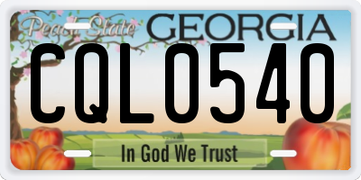 GA license plate CQL0540