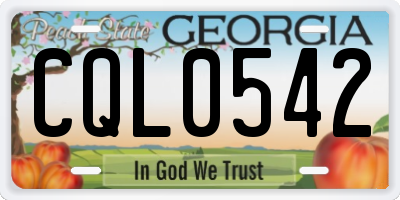 GA license plate CQL0542