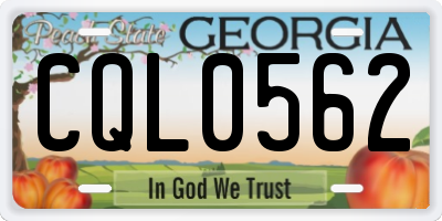 GA license plate CQL0562