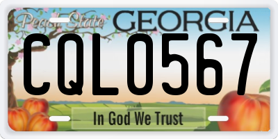 GA license plate CQL0567