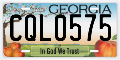 GA license plate CQL0575