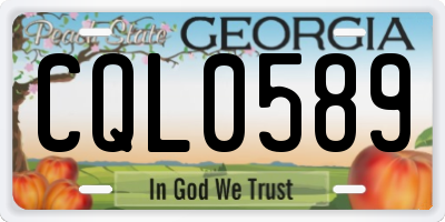 GA license plate CQL0589