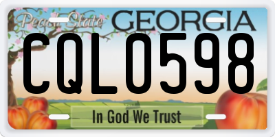 GA license plate CQL0598