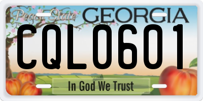 GA license plate CQL0601