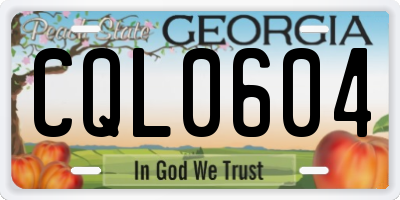 GA license plate CQL0604