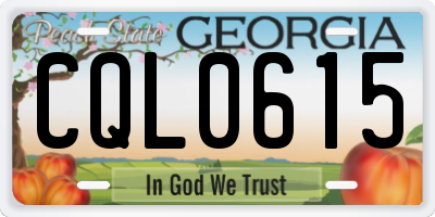 GA license plate CQL0615