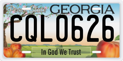 GA license plate CQL0626