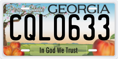GA license plate CQL0633