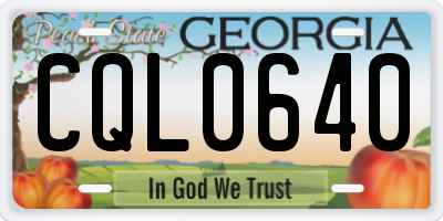 GA license plate CQL0640