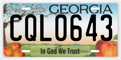GA license plate CQL0643