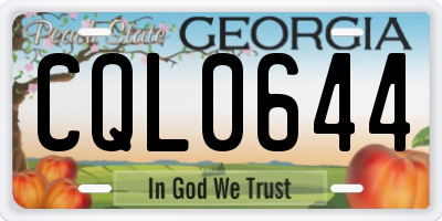 GA license plate CQL0644