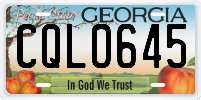 GA license plate CQL0645