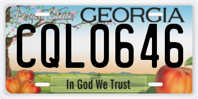 GA license plate CQL0646