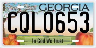 GA license plate CQL0653