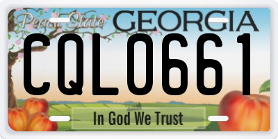 GA license plate CQL0661