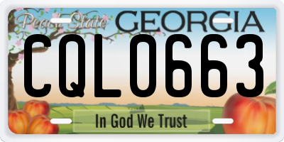 GA license plate CQL0663