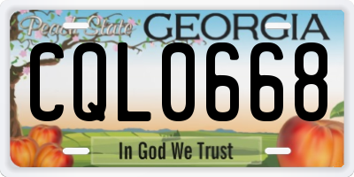 GA license plate CQL0668