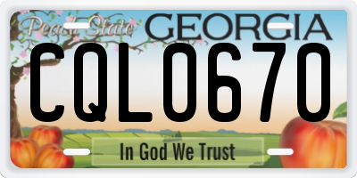 GA license plate CQL0670