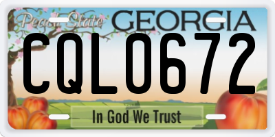 GA license plate CQL0672