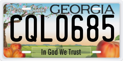 GA license plate CQL0685
