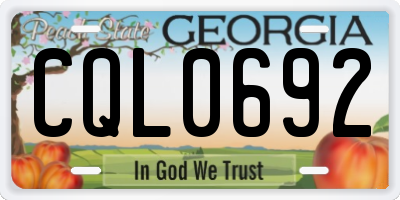 GA license plate CQL0692