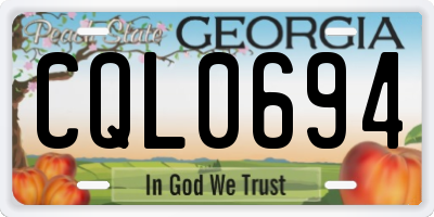 GA license plate CQL0694