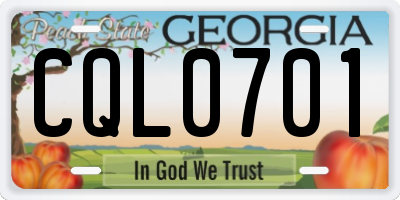 GA license plate CQL0701