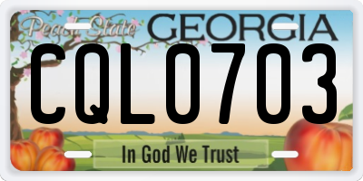 GA license plate CQL0703