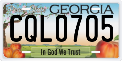 GA license plate CQL0705