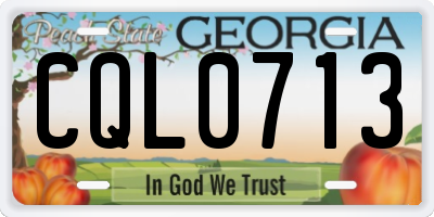 GA license plate CQL0713