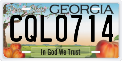 GA license plate CQL0714