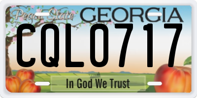 GA license plate CQL0717