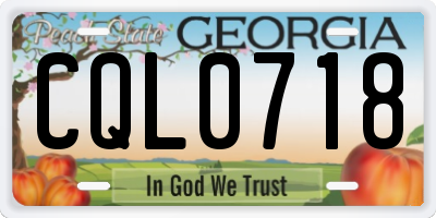 GA license plate CQL0718