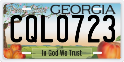 GA license plate CQL0723