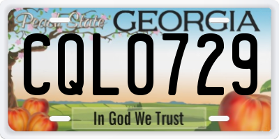 GA license plate CQL0729