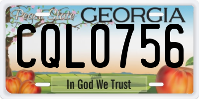 GA license plate CQL0756