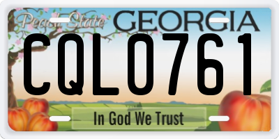 GA license plate CQL0761